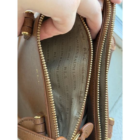 Ralph Lauren Purse Leather Crossbody Satchel Zipper - Picture 3 of 9